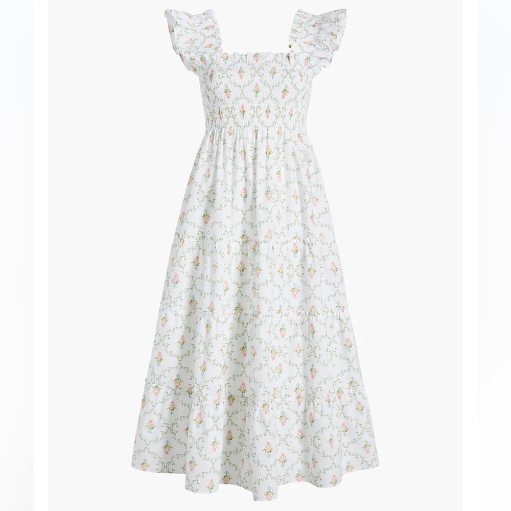 EUC Ellie Nap dress by Hill House in pastel trellis.